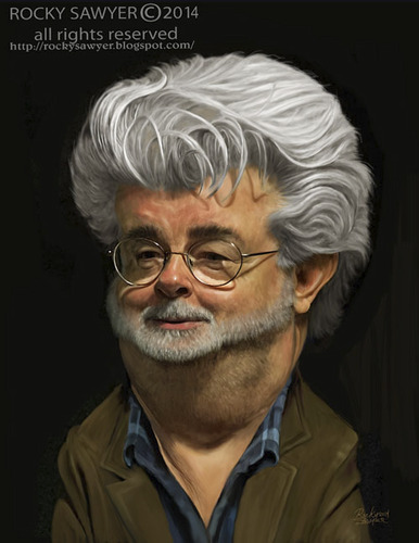 Cartoon: George Lucas (medium) by rocksaw tagged caricature,study,george,lucas