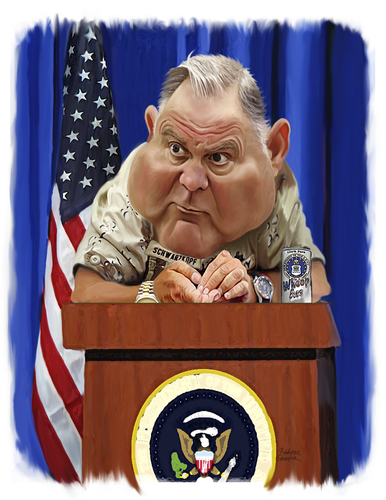 Cartoon: Norman Schwarzkopf (medium) by rocksaw tagged schwarzkopf,norman