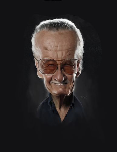 Cartoon: Stan Lee (medium) by rocksaw tagged caricature,study