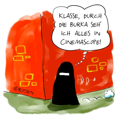 Cartoon: Burka (medium) by Holga Rosen tagged kino,islam,burka,kino,islam,burka,cinemascope