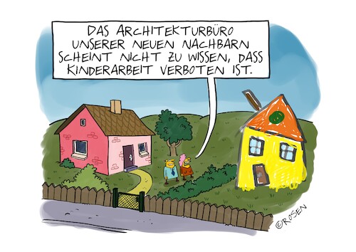 Cartoon: Kinderarbeit (medium) by Holga Rosen tagged kinderarbeit,architektur,kinderarbeit,architektur