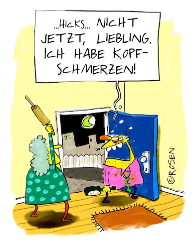 Cartoon: Kopfschmerzen (medium) by Holga Rosen tagged männer,frauen,kopfschmerzen,kater,männer,frauen,kopfschmerzen,kater