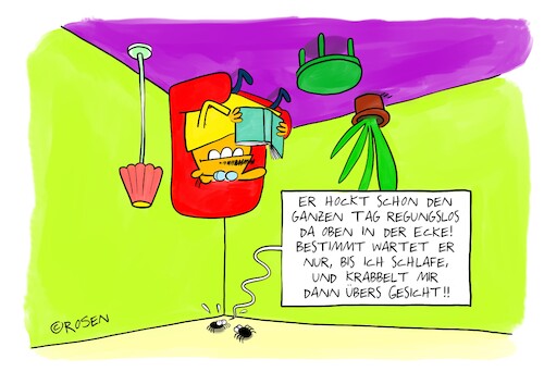 Cartoon: Spinnenphobie (medium) by Holga Rosen tagged spinnen,spinne,phobie,angst,spinnen,spinne,phobie,angst