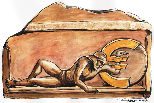 Cartoon: greek euro problems (medium) by Tchavdar tagged greece,warrior,antique,euro