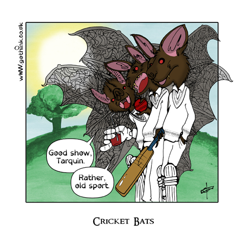 Cartoon: Cricket Bats (medium) by gothink tagged cartoon,comic,spelling,pun,cricket,bats