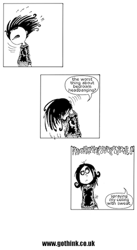 Cartoon: Donna Chaotic - Headbang (medium) by gothink tagged goth,emp,pink,teen,girl,head,bang,heavy,metal,bedroom