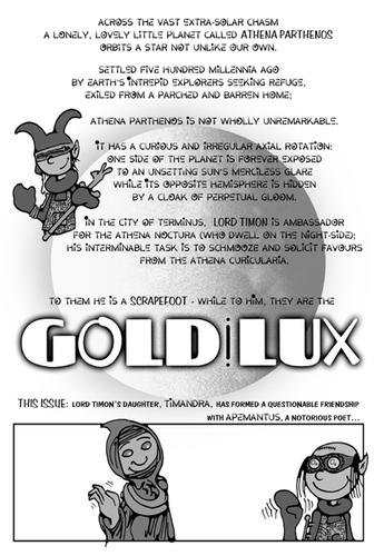 Cartoon: GOLDiLUX Scene 1 (medium) by gothink tagged distant,planet,space,adaptation,shakespear,athens,fi,sci,fiction,science,timon