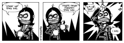 Cartoon: Donna Chaotic (medium) by gothink tagged strip,comic,horror,underground,alternative,metal,goth,punk,music,teen,girl