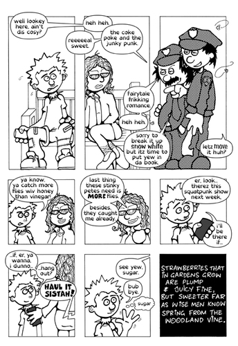 Cartoon: Wild Strawberries by Bee Bop (medium) by gothink tagged comic,strip,cartoon,romance,supernatural,psychopomp,boy,meets,girl,love,goth,ink,punk,wild,strawberries,robert,graves,bee,bop