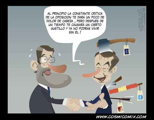 Cartoon: critica al presidente (medium) by cosmicomix tagged mariano,rajoy,rodriguez,zapatero,ppsoe