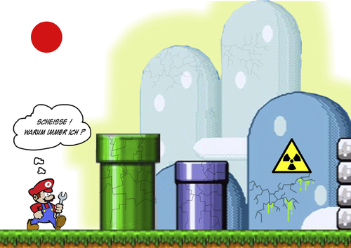 Cartoon: Freiwillige in Fukushima (medium) by cosmicomix tagged mario,bros,fukushima,atom,japan