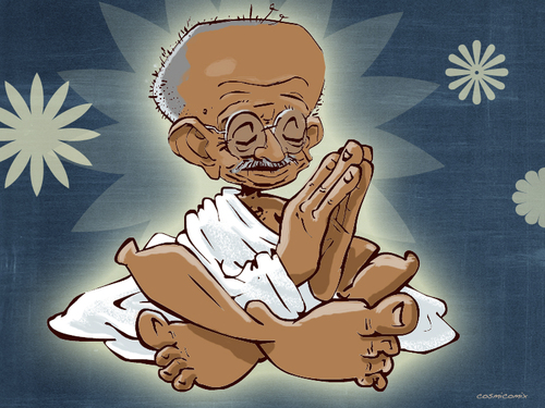 Cartoon: Mahatma Gandhi (medium) by cosmicomix tagged mahatma,gandhi,guru,india,master,peace