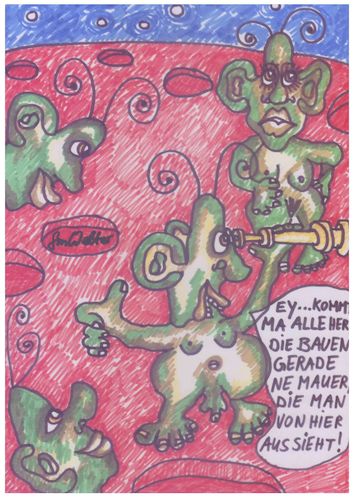 Cartoon: Mauerbau (medium) by FMWalter tagged trump,usa,mexiko,wirtschaftsliberalismus,thelandofthefreeandbrave,marsmännchen,ausgrenzungspolitik,kalterkrieg