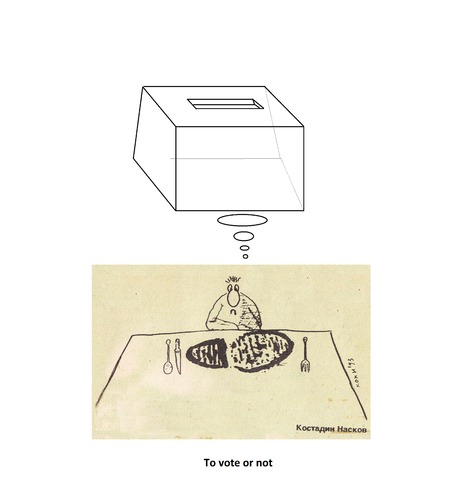 Cartoon: To vote or not (medium) by Kostadin tagged angovski,naskov,kostadin,caricatur,caricature,karikatura,cartoon