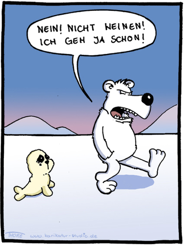 Cartoon: Ein bisschen Mitleid muss sein! (medium) by KarikaturStudio tagged cartoon,comic,deutsch,german,eisbär,robbe,lustig,fun,karikatur,caricature,studio