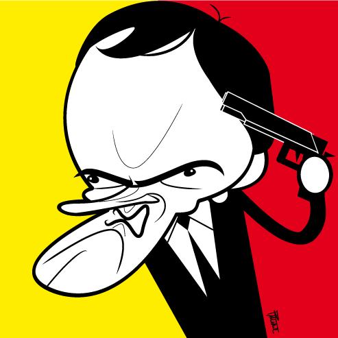 Cartoon: Quentin Tarantolino (medium) by Michele Rocchetti tagged quentin,tarantino,kill,bill,pulp,fiction,caricature