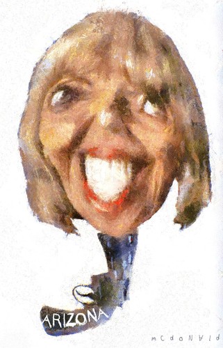 Cartoon: Jan Brewer (medium) by allan mcdonald tagged migrantes