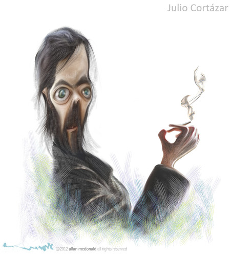 Cartoon: julio cortazar (medium) by allan mcdonald tagged literatura