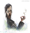 Cartoon: julio cortazar (small) by allan mcdonald tagged literatura