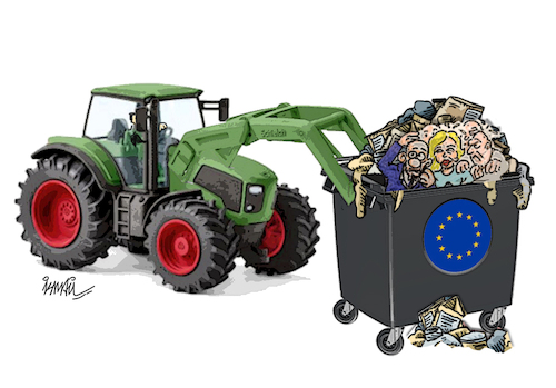 Cartoon: Anger of farmers (medium) by ismail dogan tagged european,summit,2024