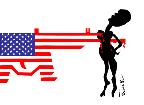 Cartoon: Black man in USA (medium) by ismail dogan tagged usa