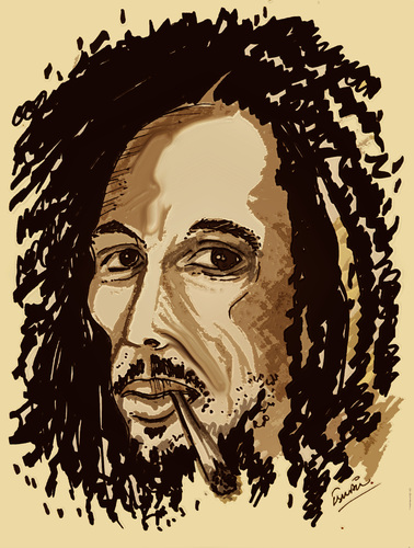 Cartoon: BOB MARLEY (medium) by ismail dogan tagged bob,marley