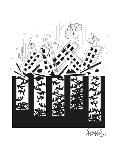 Cartoon: Earthquake (medium) by ismail dogan tagged earthquake