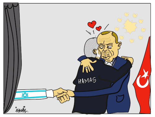 Cartoon: Encounter (medium) by ismail dogan tagged erdogan,hamas