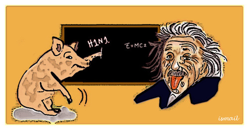 Cartoon: H1N1 (medium) by ismail dogan tagged h1n1