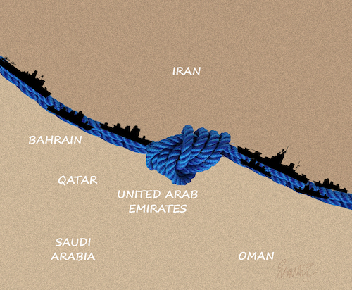 Cartoon: Hormuz knot (medium) by ismail dogan tagged strait,of,hormuz