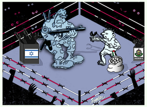 Cartoon: israelo palestinian conflict (medium) by ismail dogan tagged israelo,palestinian,conflict
