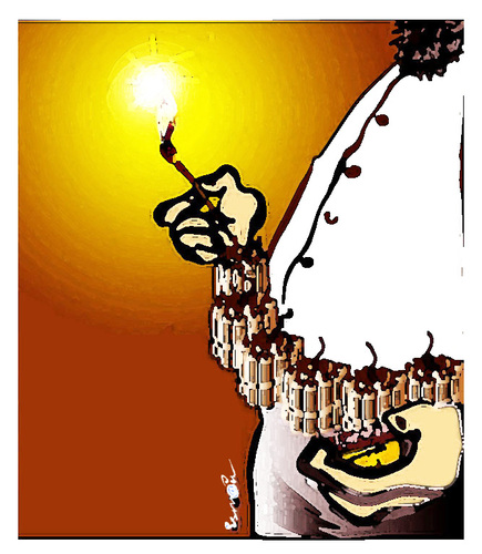 Cartoon: KAMIKAZE (medium) by ismail dogan tagged the,flame,of,paradise