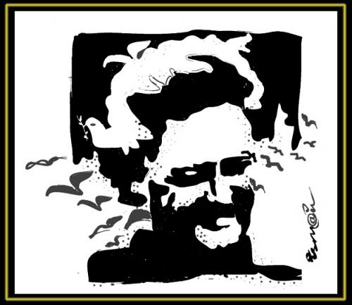 Cartoon: NAZIM HIKMET 2 (medium) by ismail dogan tagged nazim,hikmet