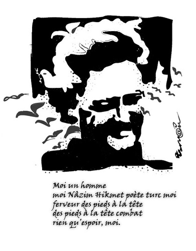 Cartoon: NAZIM HIKMET (medium) by ismail dogan tagged nazim,hikmet