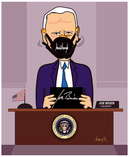 Cartoon: new presidential decree (medium) by ismail dogan tagged biden,decree