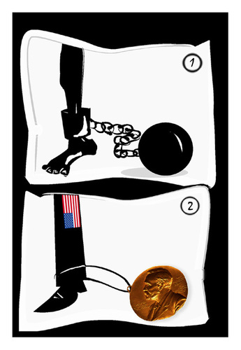 Cartoon: NOBEL PRIZE (medium) by ismail dogan tagged nobel,prix