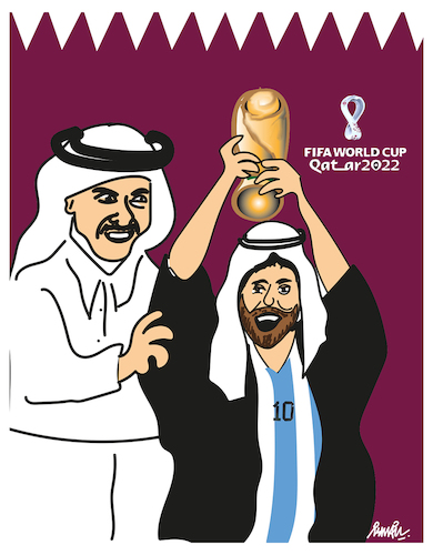 Cartoon: The Champion (medium) by ismail dogan tagged messi