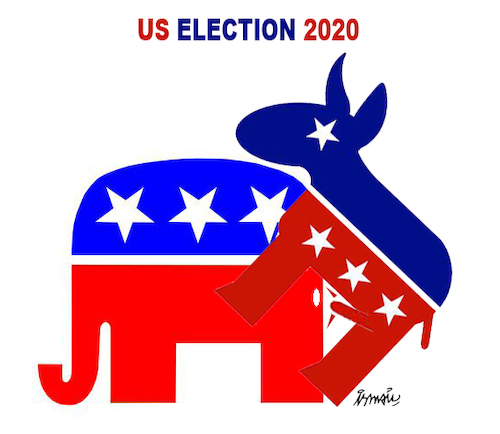 Cartoon: US Election 2020 (medium) by ismail dogan tagged us,election,2020