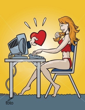 Cartoon: Virtual Date Woman (medium) by iori tagged virtual,date,woman