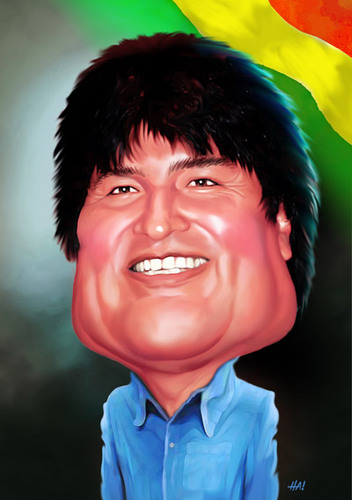 Cartoon: evo morales (medium) by Halil I YILDIRIM tagged evo,morales,president,of,bolivia
