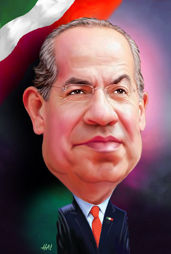 Cartoon: felipe calderon (medium) by Halil I YILDIRIM tagged felipe,calderon,president,of,mexico