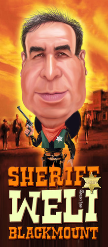 Cartoon: sheriff Weli (medium) by Halil I YILDIRIM tagged portreler