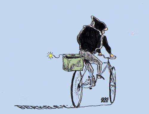 Cartoon: bike bomber (medium) by barbeefish tagged radicals,