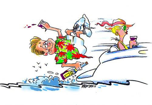 Cartoon: boating (medium) by barbeefish tagged wine,women,