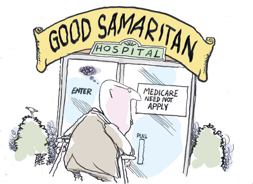 Cartoon: cost cuts (medium) by barbeefish tagged obamacare