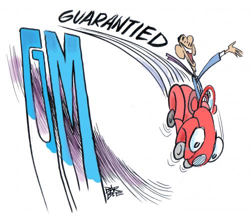 Cartoon: GM down the tubes (medium) by barbeefish tagged guarantied