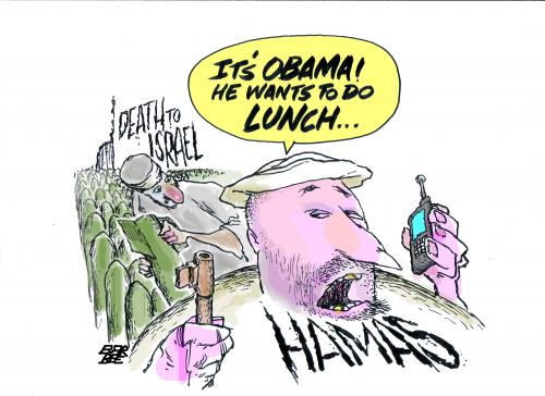 Cartoon: HAMAS (medium) by barbeefish tagged obama