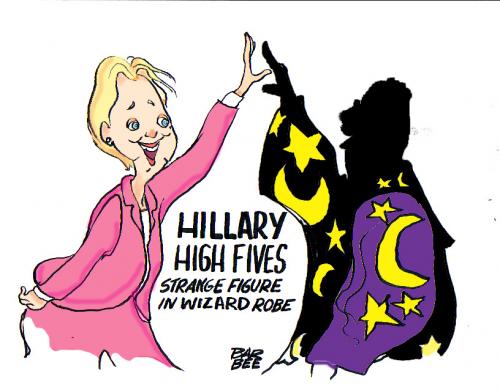 Cartoon: high 5 (medium) by barbeefish tagged hillary,wright