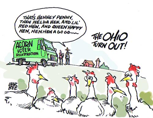 Cartoon: MORE ACORN (medium) by barbeefish tagged clucks,fer,bucks