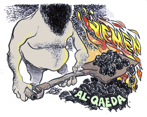 Cartoon: new fire (medium) by barbeefish tagged yemen